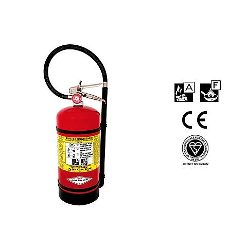SG00191 Amerex Wet Chemical Extinguisher 6 liter AF (stored pressure) Wet chemical extinguishers are the best restaurant kitchen appliance hand portable fire extinguishers you can purchase. Each model has been tested and approved for the Class K listing by UL specifically for restaurant kitchen hazards. They contain a special potassium acetate based agent. Wet chemical extinguishers cover type A and F fires.